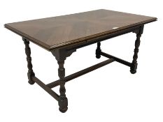 Mid-20th century oak draw leaf extending dining table