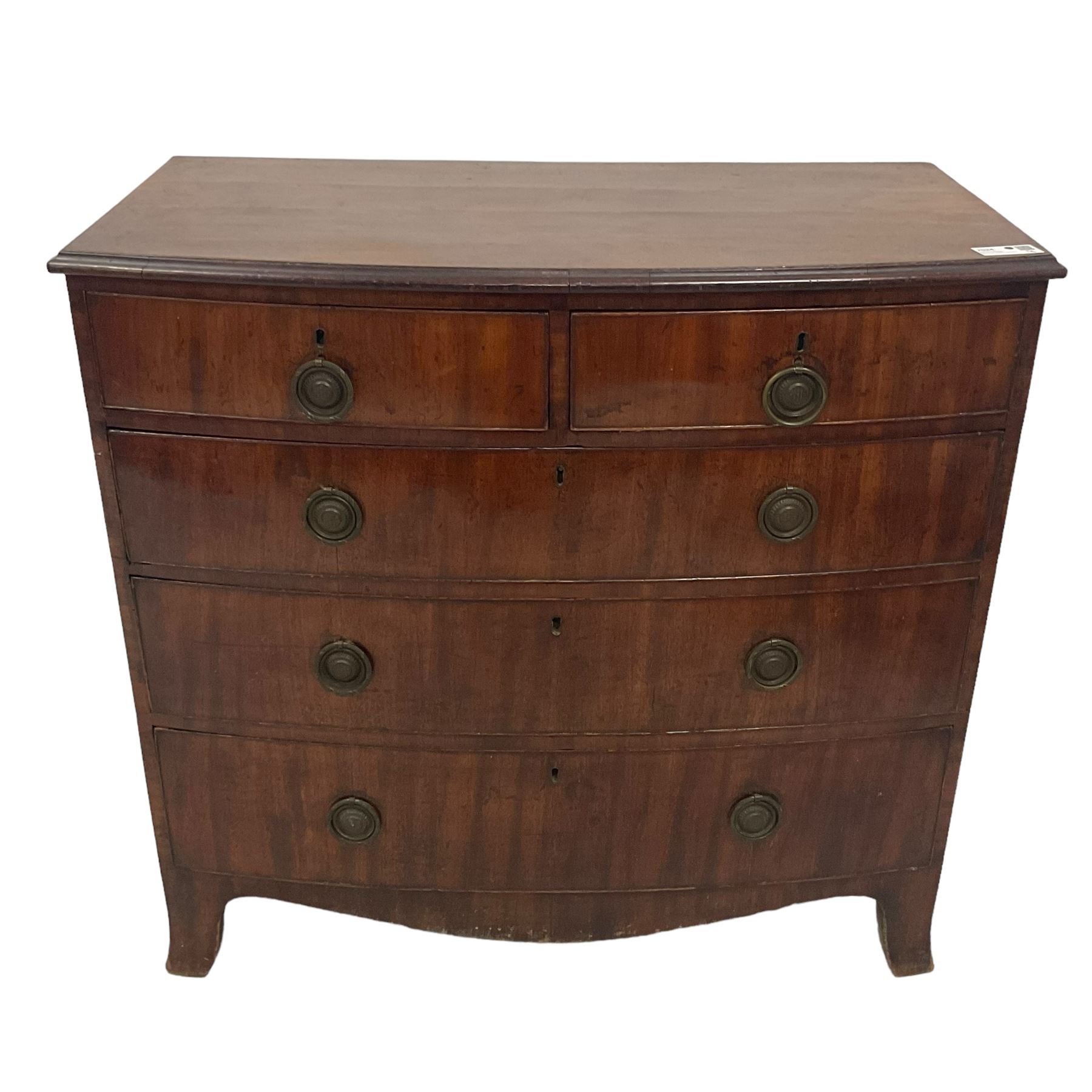 George III mahogany bow-front chest - Image 3 of 6