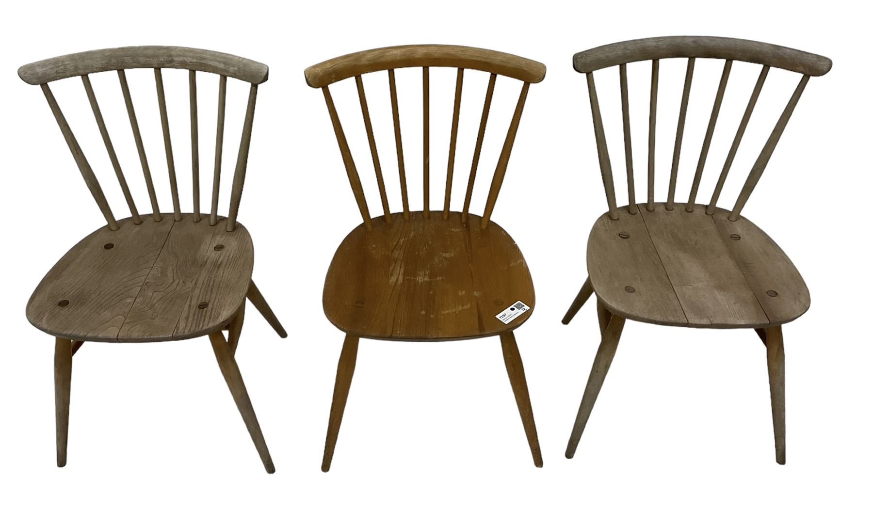 Ercol - 1960s set of three elm stick back chairs - Image 3 of 9