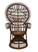 20th century cane peacock chair