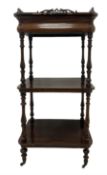 Victorian rosewood three-tier whatnot