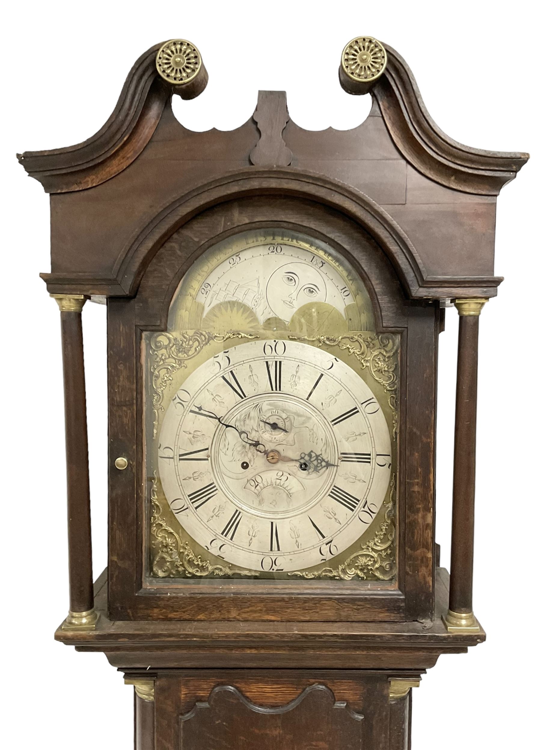 Thomas Lister of Halifax - Late 18th century oak cased 8-day longcase clock with a swans neck pedime - Image 2 of 6