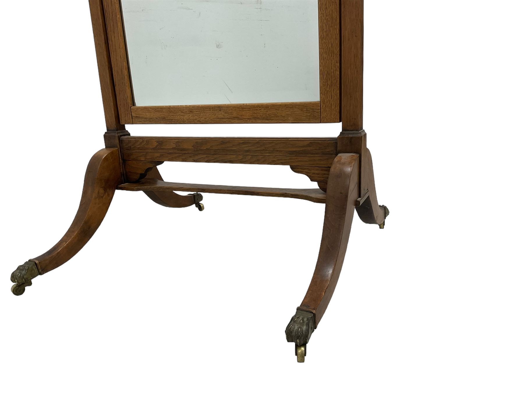 Late Victorian oak cheval mirror - Image 4 of 6