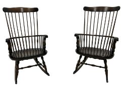 Pair of stained beech rocking chairs