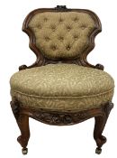 Victorian walnut framed nursing chair