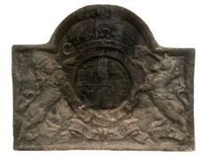 Large Charles I design cast iron fireback