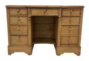 Victorian pine breakfront kneehole desk