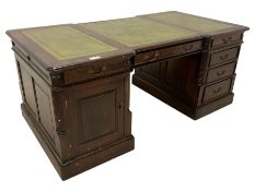 Georgian design mahogany twin pedestal partner's desk