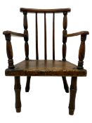 19th century primitive elm stick back chair