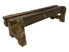 Rustic pine and metal bound bench