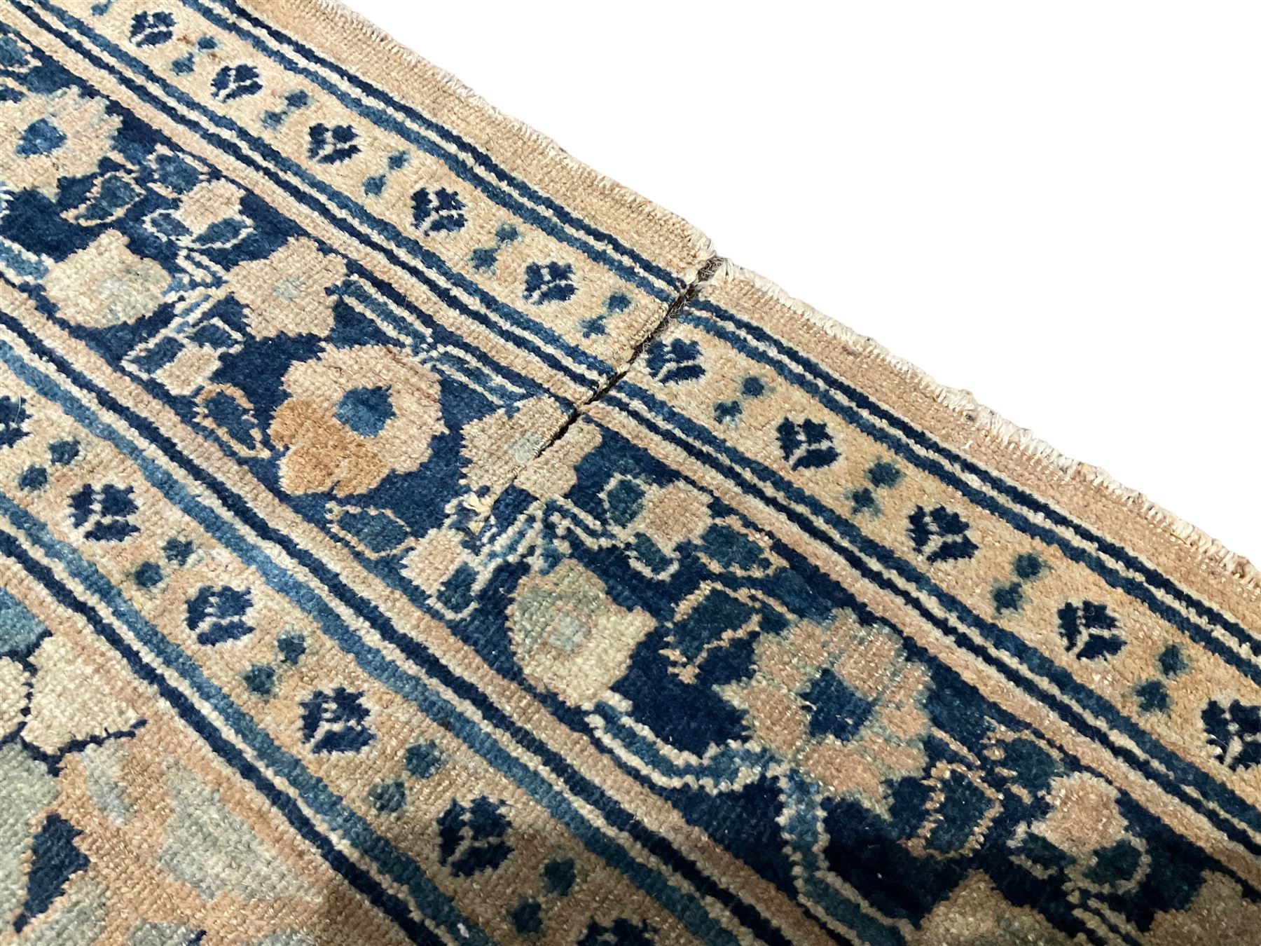 Antique Persian Nain indigo and ivory rug - Image 3 of 6