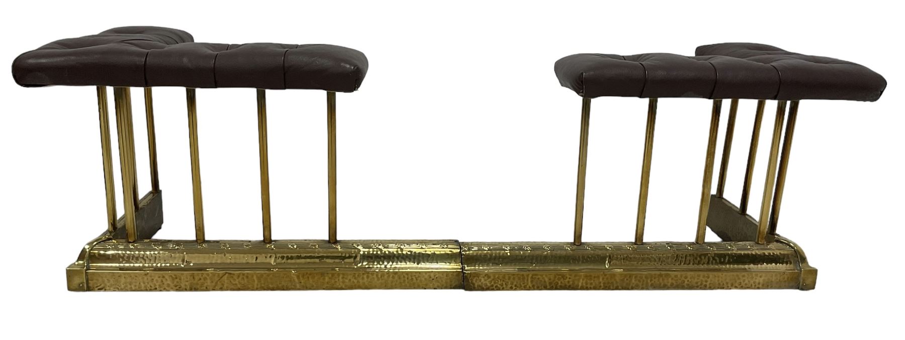 Victorian and later brass club fire fender in two sections