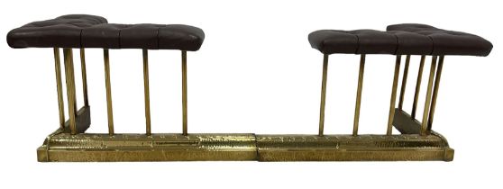 Victorian and later brass club fire fender in two sections