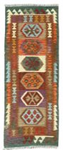 Anatolian Turkish Kilim runner rug in forest tones