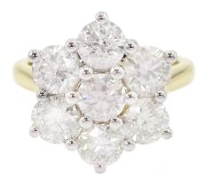 18ct gold round brilliant cut diamond flower head cluster ring