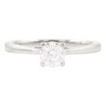 Platinum single stone round brilliant cut Canadian diamond ring