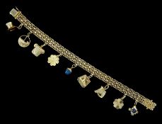 Swiss 18ct gold charm bracelet by Brofod Aktiebolaget