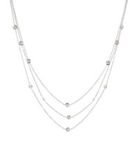 18ct white gold three row bezel set diamond necklace