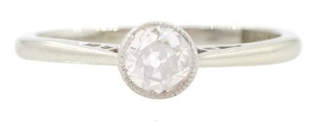 Early 20th century white gold milgrain set single stone old cut diamond ring