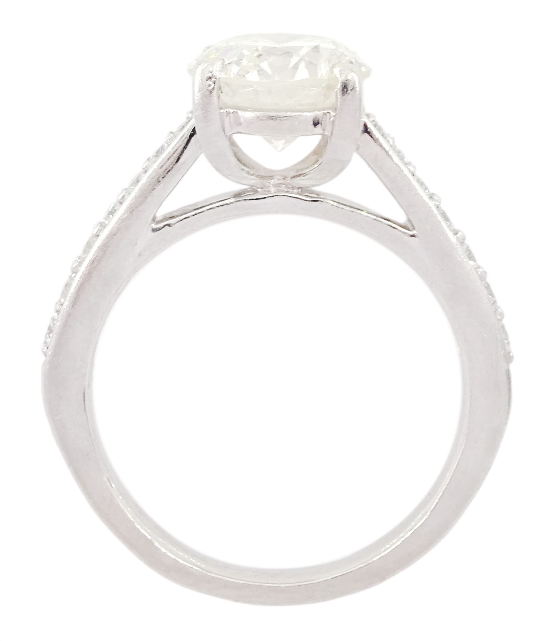 Platinum single stone round brilliant cut diamond ring - Bild 4 aus 5