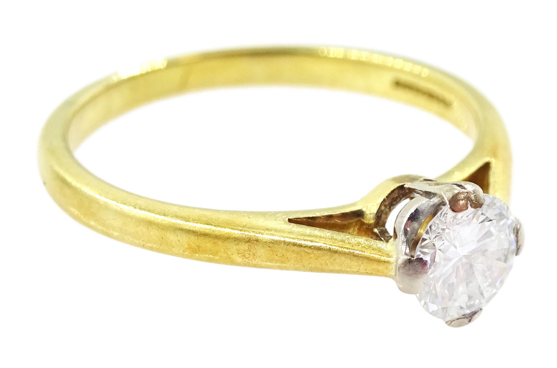 18ct gold single stone round brilliant cut diamond ring - Image 3 of 4