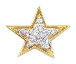 14ct gold pave set round brilliant cut diamond star pendant