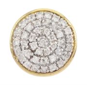 14ct gold pave set round brilliant cut diamond circular pendant