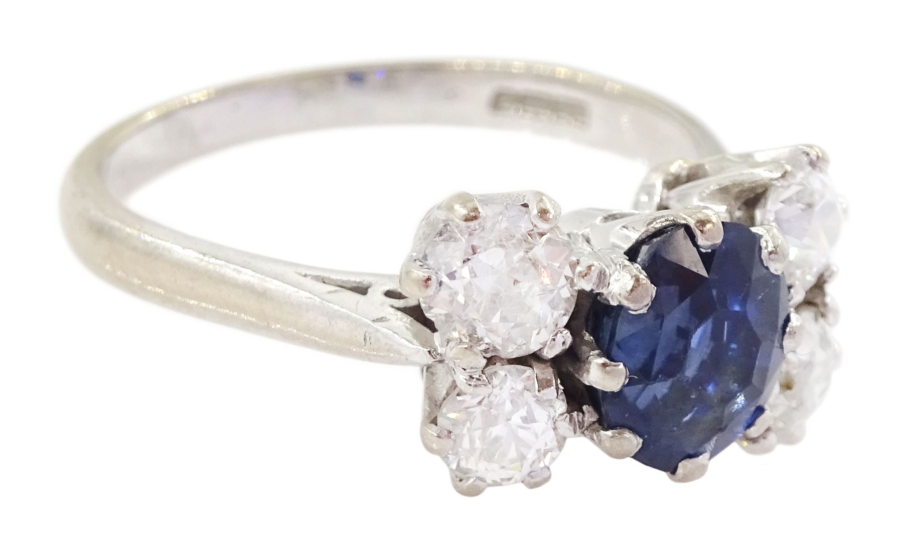 18ct white gold sapphire and old cut diamond ring - Image 3 of 4