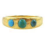 Early - mid 20th century 18ct gold three stone turquoise ring