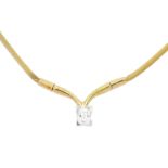 18ct gold single stone millennium cut diamond necklace by Goldsmiths