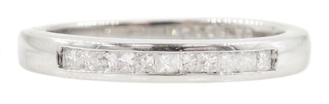 18ct white gold channel set princess cut diamond ring