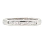 18ct white gold channel set princess cut diamond ring