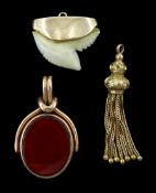 Victorian rose gold agate and bloodstone swivel fob