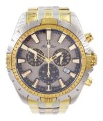 Mathey-Tissot gentleman's stainless steel and gold-plated quartz chronograph wristwatch