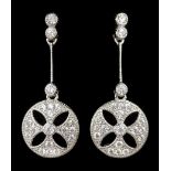 Pair of silver cubic zirconia pendant stud earrings