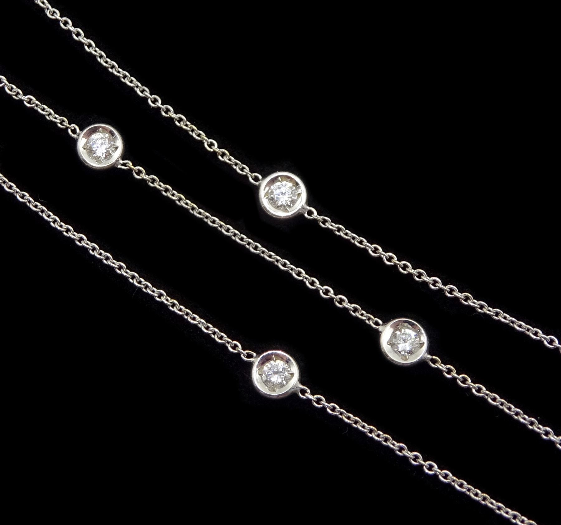 18ct white gold three row bezel set diamond necklace - Bild 2 aus 3