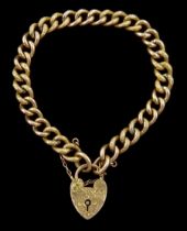 Edwardian 9ct rose gold curb foliate engraved and plain link bracelet
