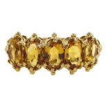 9ct gold five stone oval cut citrine ring
