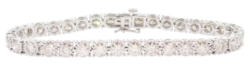 White gold round brilliant cut diamond line bracelet