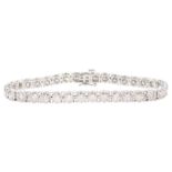 White gold round brilliant cut diamond line bracelet