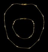 18ct yellow and white gold bead and snake link chain necklace