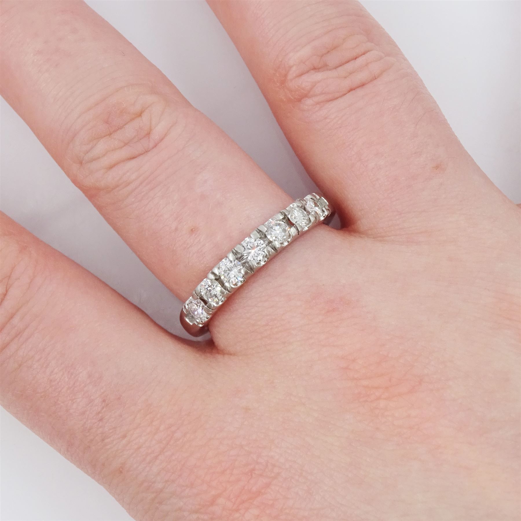 Platinum round brilliant cut diamond half eternity ring - Image 2 of 4