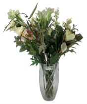 John Rocha for Waterford 'Signature' pattern cut glass vase H34cm containing artificial flowers