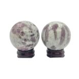 Pair of pink tourmaline spheres