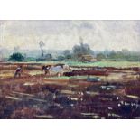 B J Dawson (British Early 20th century): Ploughing Landscape