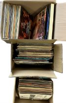 Quantity of LP records in three boxes