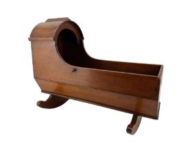 Victorian mahogany dolls rocking crib L54cm