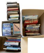 Collection of books on military aircraft etc in four boxes