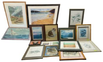 Selection of original watercolours variously signed including 'Chanzigi' and 'T Saunders' together w