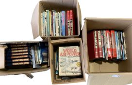 Collection of books on military aircraft etc in four boxes